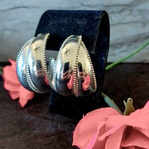 Elegant Silver Hoop Post Earrings